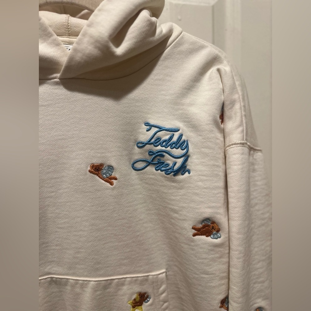 Teddy Fresh Angel Bear Hoodie Women’s Cream , size Small - Picture 8 of 11